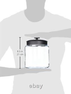 Anchor Hocking 96 Ounce Mini Montana Glass Jar with Lid 4 piece, black metal, d