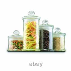 Anchor Hocking Apothecary Jar Canister Set with Ball Lid, 4-Piece Set, Clear