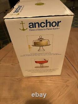 Anchor Hocking Canton Glass Punch Bowl Cake Set Plate Stand Dome Cover DUAL USE