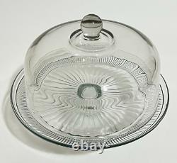 Anchor Hocking Canton Glass Punch Bowl Cake Set Plate Stand Dome Cover DUAL USE