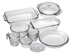 Anchor Hocking Complete Glass Bakeware Set 15 Piece Tempered Tough Pre-Heated