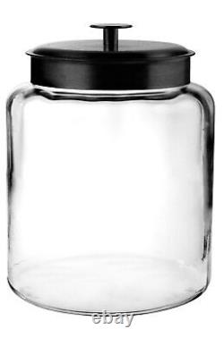 Anchor Hocking Montana Glass Jar with Fresh Sealed Lid, Black Metal, 2 Gallon