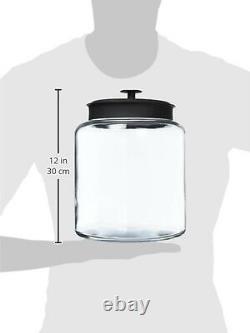 Anchor Hocking Montana Glass Jar with Fresh Sealed Lid, Black Metal, 2 Gallon