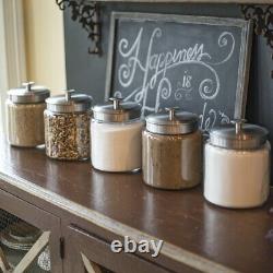 Anchor Hocking Montana Glass Jars with Fresh Sealed Lids, Brushed Metal, 96 o