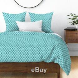 Anchor Nautical Aqua Turquoise Coastal Boating Sateen Duvet Cover by Roostery