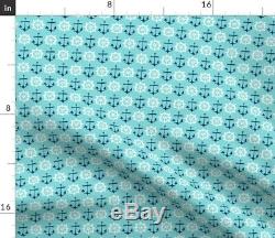 Anchor Nautical Aqua Turquoise Coastal Boating Sateen Duvet Cover by Roostery