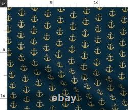 Anchor Nautical Nursery Navy Glitter Anchors Sea Sateen Duvet Cover by Roostery