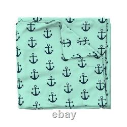 Anchor Navy Baby Boy Mint Nautical Preppy Anchors Sateen Duvet Cover by Roostery