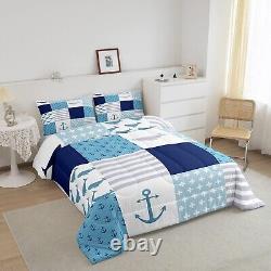 Anchor Pattern Comforter Set Cartoon Whale Bedding Set for Kids Girls Women A