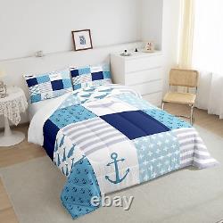 Anchor Pattern Comforter Set Cartoon Whale Bedding Set for Kids Girls Women A