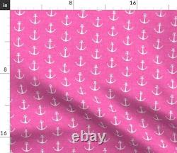 Anchor Pink Hot Pink Nautical Pink Anchor Little Sateen Duvet Cover by Roostery
