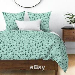 Anchors Mint Anchor Baby Modern Nursery Decor Sateen Duvet Cover by Roostery
