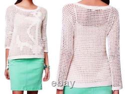 Anthropologie Netted Anchors Top Medium 6 8 Ivory $118 Pullover Cover Up NWT