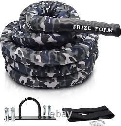 Battle Exercise Training Rope with Camo Protective Cover & Anchor Strap Kit for