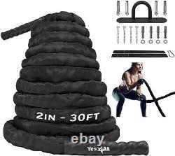 Battle Ropes, Workout Rope with Cover, Steel Anchor & Strap Included, Heavy R