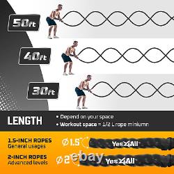 Battle Ropes, Workout Rope with Cover, Steel Anchor & Strap Included, Heavy Rope