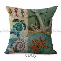 Beach sea life turtle anchor cushion cover home decor accessories