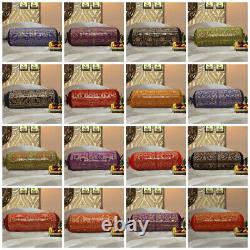 Bed Bolster Cushion Cover Home Wedding Decor Silk Indian Pillow Cushion Cases