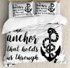 Black And White Duvet Cover Set With Pillow Shams Family Anchor Print