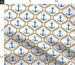Blue Nautical Anchors Summer Beach Decor Rope Sea Sateen Duvet Cover by Roostery