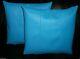 Blue Real Leather Genuine Soft Lambskin Designer Pillow Cushion Home Decor Cover