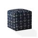 Blue And Grey Twill Square Pouf Cover Only