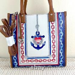 Brighton Anchor and Soul Sailor's Heart Leather Nautical Message Tote
