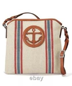 Brighton New Nwt Crew Anchor Bay Costal Nautical Canvas Crossbody Bag $285