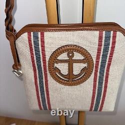 Brighton New Nwt Crew Anchor Bay Costal Nautical Canvas Crossbody Bag $285