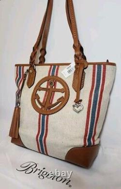 Brighton On Board Captain Tote 3d Anchor Bay Costal Nautical Canvas Handbag$375