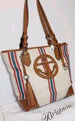 Brighton On Board Captain Tote 3d Anchor Bay Costal Nautical Canvas Handbag$375