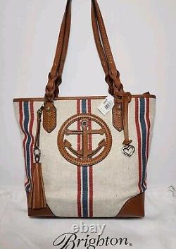 Brighton On Board Captain Tote 3d Anchor Bay Costal Nautical Canvas Handbag$375