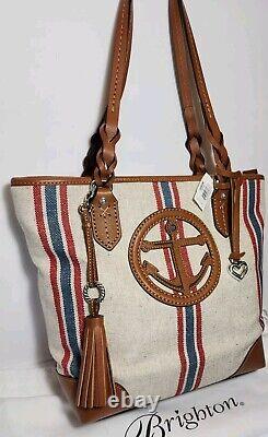 Brighton On Board Captain Tote 3d Anchor Bay Costal Nautical Canvas Handbag$375