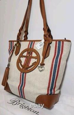 Brighton On Board Captain Tote 3d Anchor Bay Costal Nautical Canvas Handbag$375