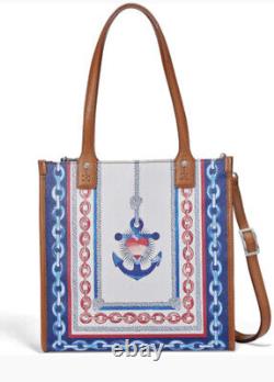 Brighton Sailors Heart Leather Tote Handbag Anchor & Soul H4372n Msrp $475 Nwt