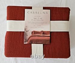 CASALUNA Full/Queen Heavyweight Linen Blend Duvet Cover & Sham Set Dark Clay