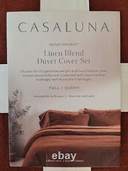 CASALUNA Full/Queen Heavyweight Linen Blend Duvet Cover & Sham Set Dark Clay