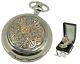 Celtic Rose Mechanical Silver Hunter Pocket Watch Mens Pewter Cover Gift A. E. W