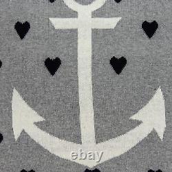 Casual Square Grey Nautical Anchor Accent Pillow