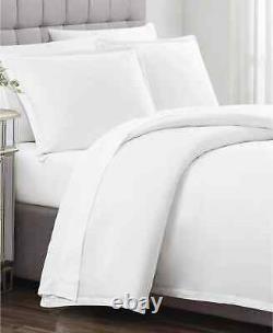 Charisma 310 Thread Count Cotton Solid Duvet Cover Set with Shams, White, King