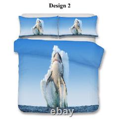 Christmas Birthday Gift Cool Shark Sea Anchor Bedding Duvet Cover Pillow Case