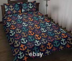 Colorful Anchor Dot Stripe Pattern Quilt Bed Set