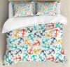 Colorful Duvet Cover Set Anchor Shape In Lines