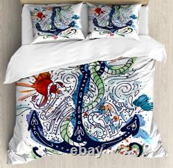 Colorful Duvet Cover Set Ship Anchor with Sun