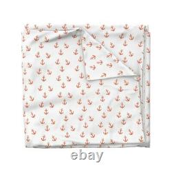 Coral Anchors Nautical Nursery Decor Ocean Girl Sateen Duvet Cover by Roostery