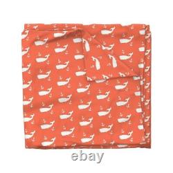 Coral Whales And Anchors Nautical Nursery Whale Sateen Duvet Cover by Roostery