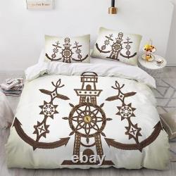 Cover Set 3D Bedding Ocean Anchor Bedding Quilt Cover Set 3 Pieces Soft