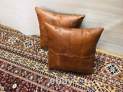 Cushion Cover Leather Pillow Case Home Decor Sofa Buffalo Handmade Pillowcase 2p