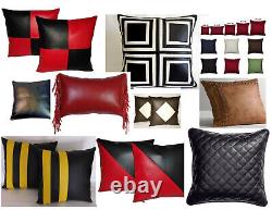 Cushion Cover Leather Pillow Throw Hair Decorative Genuine Decor Rug Brown 13