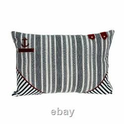Decorative 20 x 6 x 14 Nautical Blue Pillow Cover With Down Insert